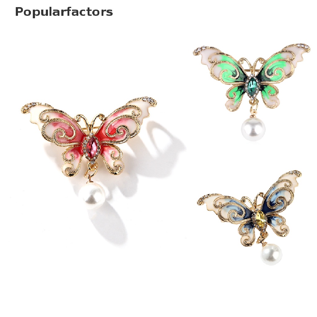 Ghim cài áo hình bướm đính đá và ngọc trai nhân tạo thời trang