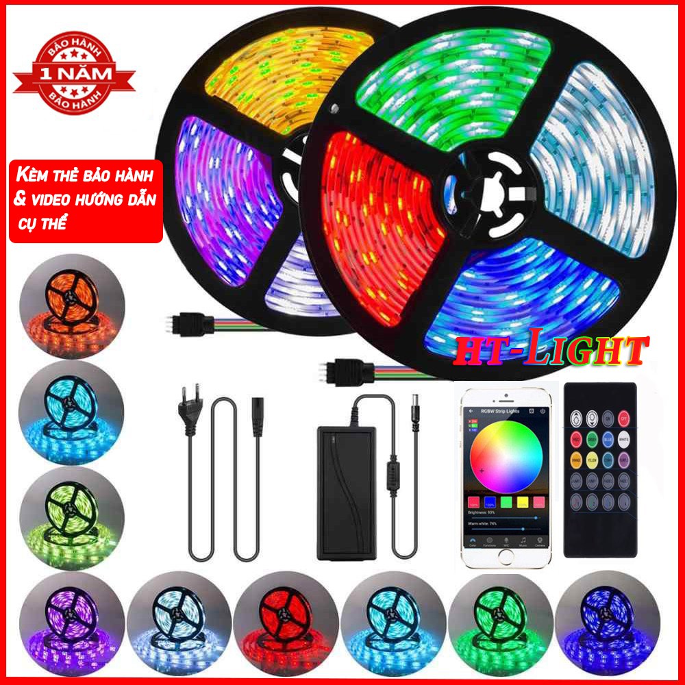 CUỘN LED DÂY RGB KHÔNG BỌC SILICON 7 MÀU 5050 5M TIKTOK
