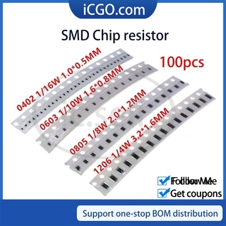 Set 100 Chip Điện Trở 0402 0603 0805 1206 Smd 240k 243k 249k 255k 261k 267k 270k 274k 280k 287k 294k 300k Ohm 1%