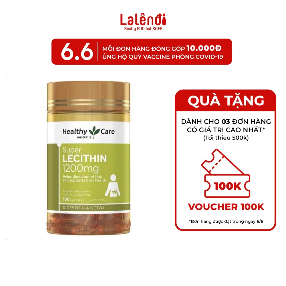 [Mã 66FMCGSALE hoàn 8% xu đơn 500K] Mầm Đậu Nành Healthy Care Super Lecithin Úc (100 viên/lọ) | Lalendi Store & Rendi | BigBuy360 - bigbuy360.vn