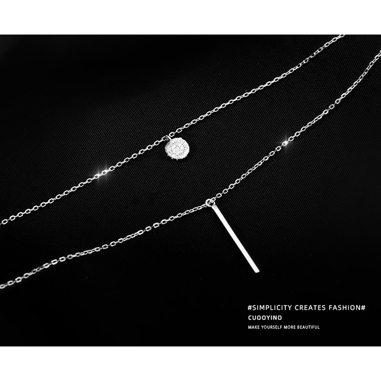 Dây chuyền 2 tầng, (Full box)  chocker sành điệu DC13, chất liệu titan không đen gỉ