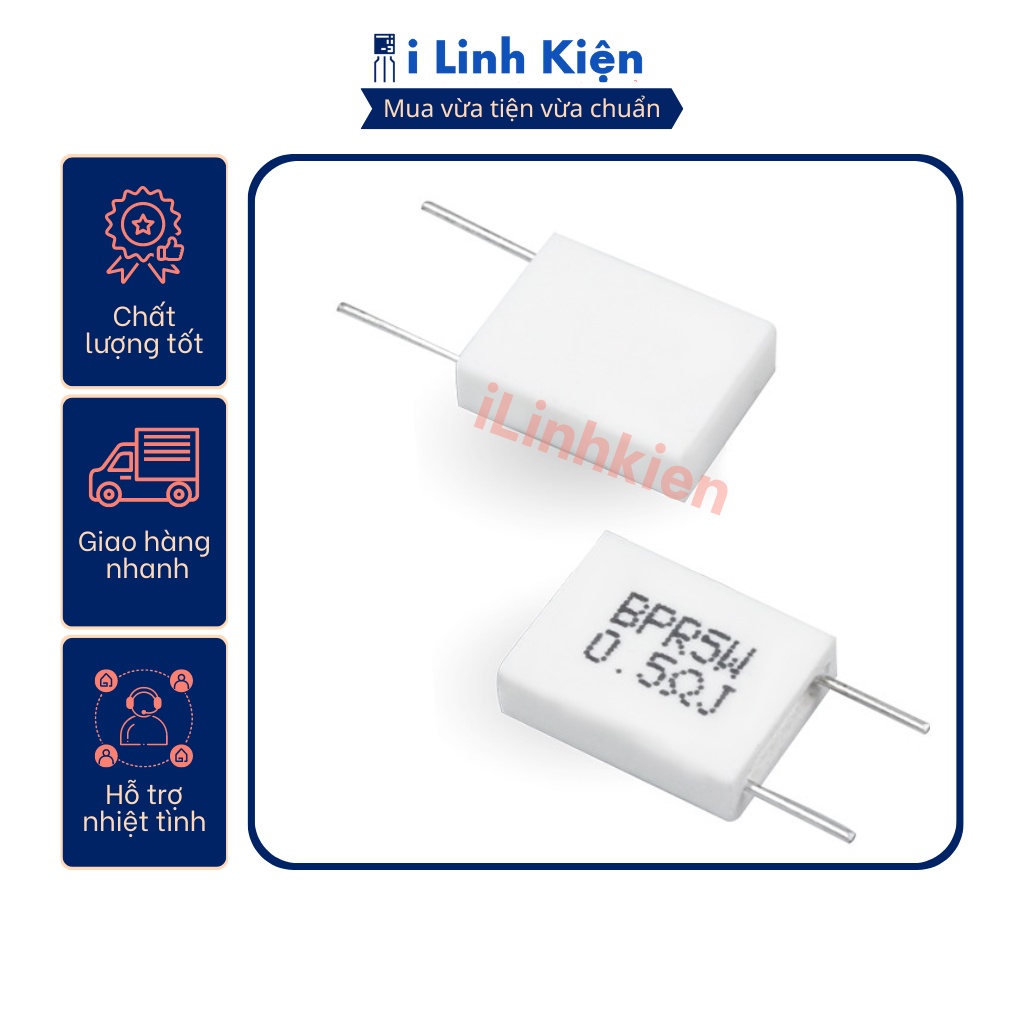Điện trở sứ 5W 0.1R/0.15R/0.2R/0.22R/0.25R/0.33R/0.47R/0.5R 5% KOA BPR56 chân đứng