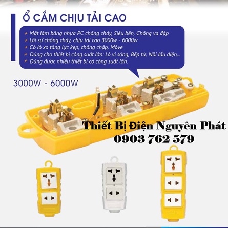 [COMBO] 05 Ổ Cắm Điện 3 Lổ ELITON Có Đa Năng Siêu Chịu Tải (Có Lõi Sứ Cách Điện) Không Dây CS6000w