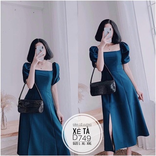 🌈[BIGSIZE] D749 MS44 ĐẦM CỔ VUÔNG XẺ TÀ