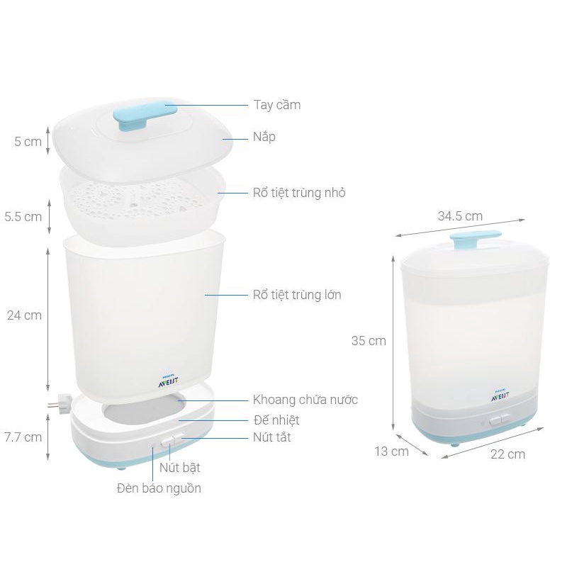 Avent - Máy tiệt trùng bình sữa 2 trong 1 (SCF922/03)