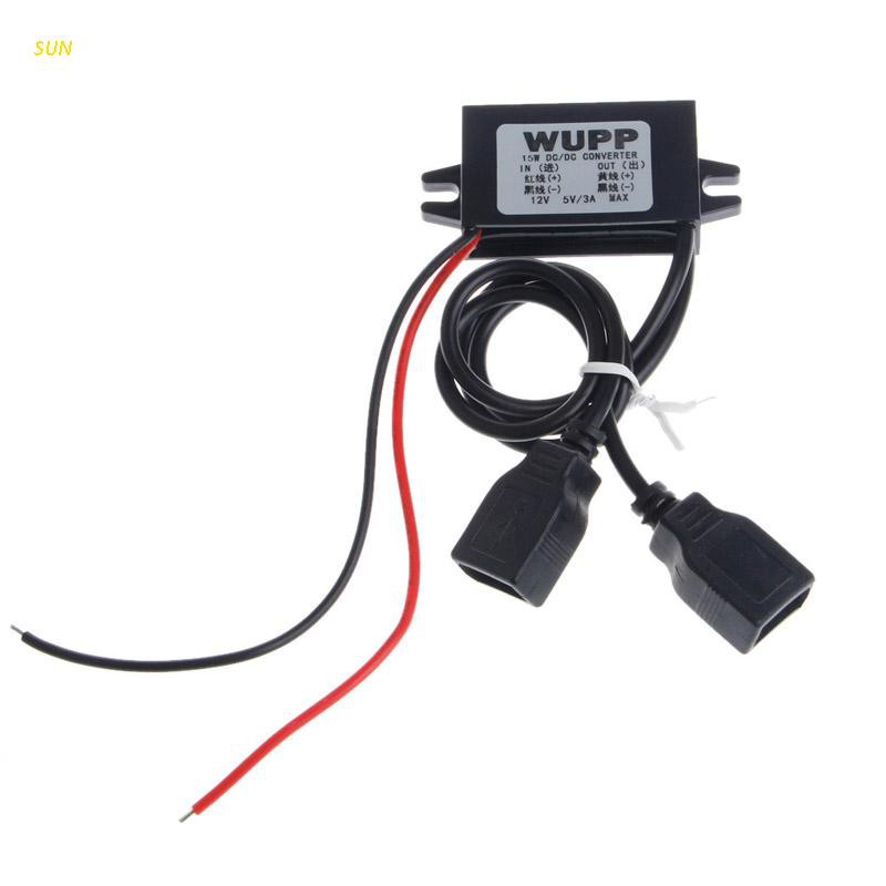 Bộ Sạc Điện Thoại Hai Cổng Usb Dc 12v Sang 5v 3a 15w Cho Xe Hơi