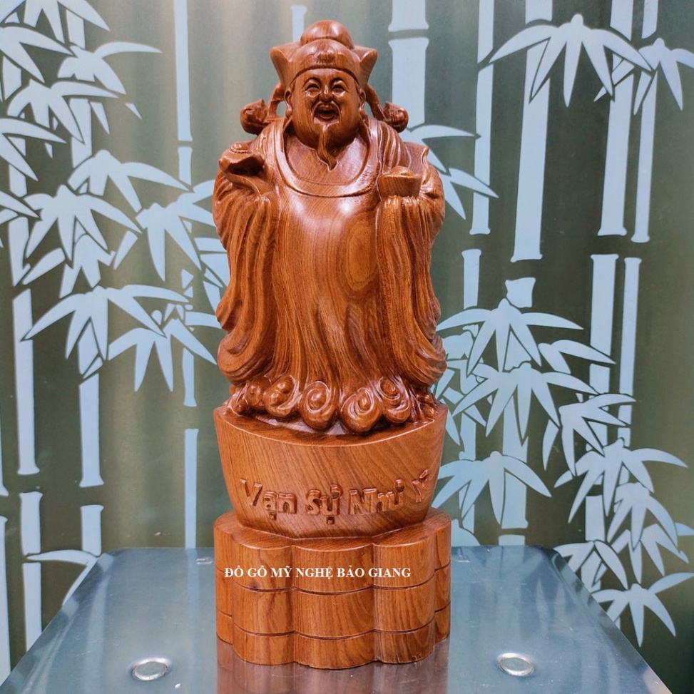Tượng Thần Tài gỗ hương cao 30 cm mẫu mới
