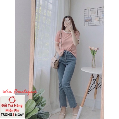 Quần jeans ống đứng cắt gấu chất liệu bò co dãn sẵn 3 màu | BigBuy360 - bigbuy360.vn