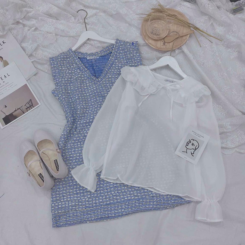 Set đầm bố caro hàng Quảng Châu cao cấp