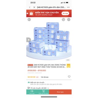THÙNG 40 GÓI GIẤY ĂN RÚT HÌNH THỎ