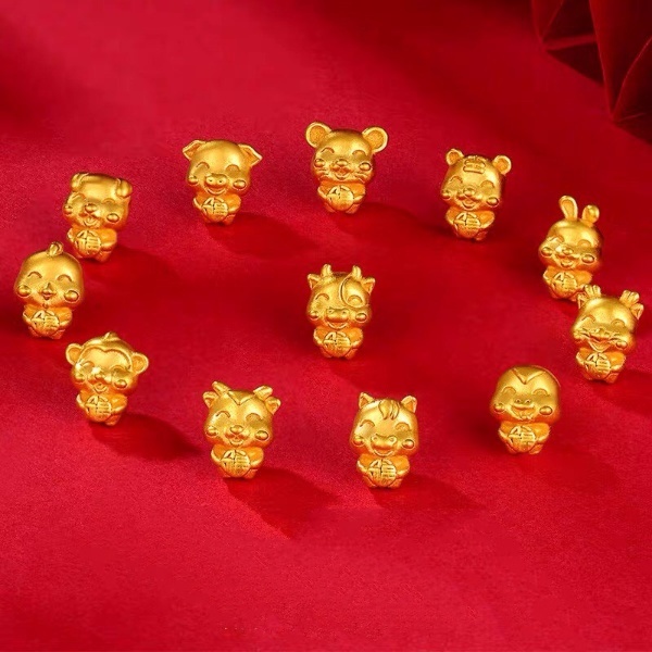 Charm vang 24k Kim ngọ ôm chữ phúc - May mắn - Bình an