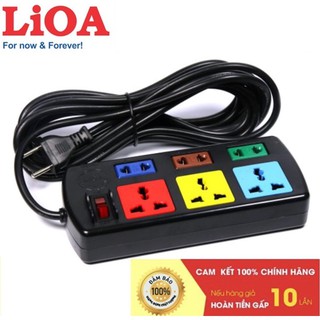 Ổ Cắm Điện LIOA, 6 ổ cắm, Có Công Tắc, ~2200W, Dây Dài 3m/5m