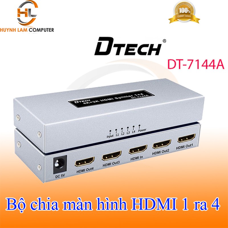 Bộ chia màn hình HDMI 1 ra 4 DTech DT7144A full HD hỗ trợ 4k*2k hãng phân phối