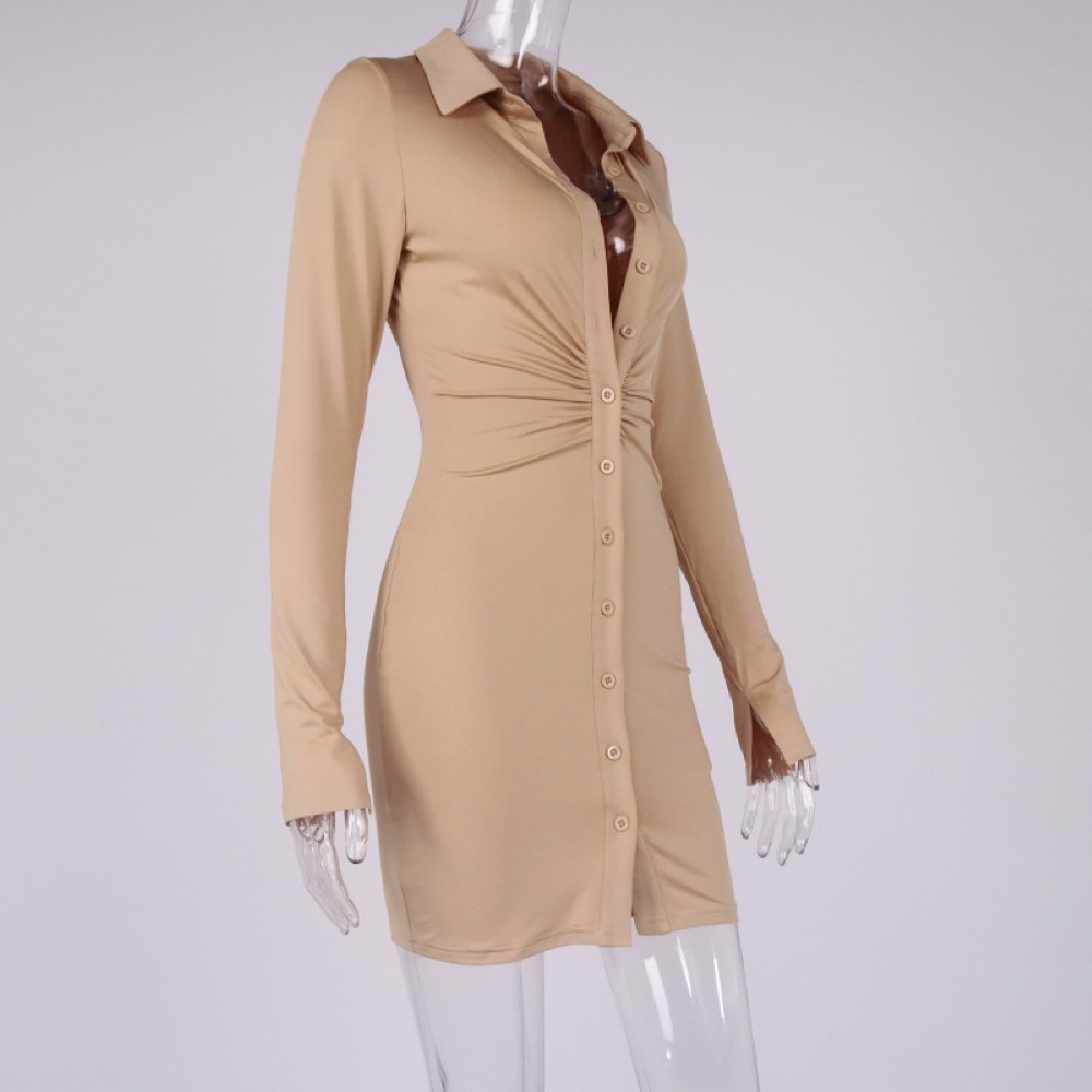 Đầm Sơ Mi Tay Dài Màu Sắc Thời Trang Cho Nữ