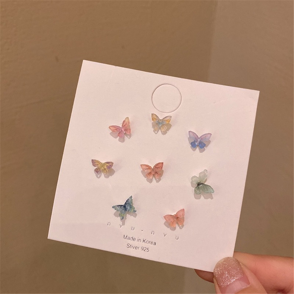 Set 8 Khuyên Tai Hình Bướm S925 Thời Trang Cho Nữ Yanqueens Đồ trang sức Quà tặng