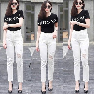 Quần jeans nữ Thái Lan_N1139#_Quần jeans nữ ống đứng kiểu rách