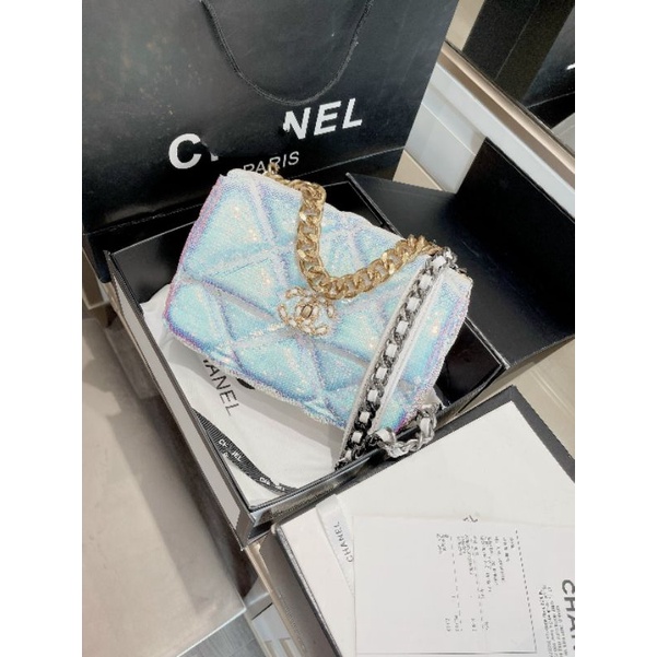 Túi Chanell c19 sequins lấp lánh đổi màu