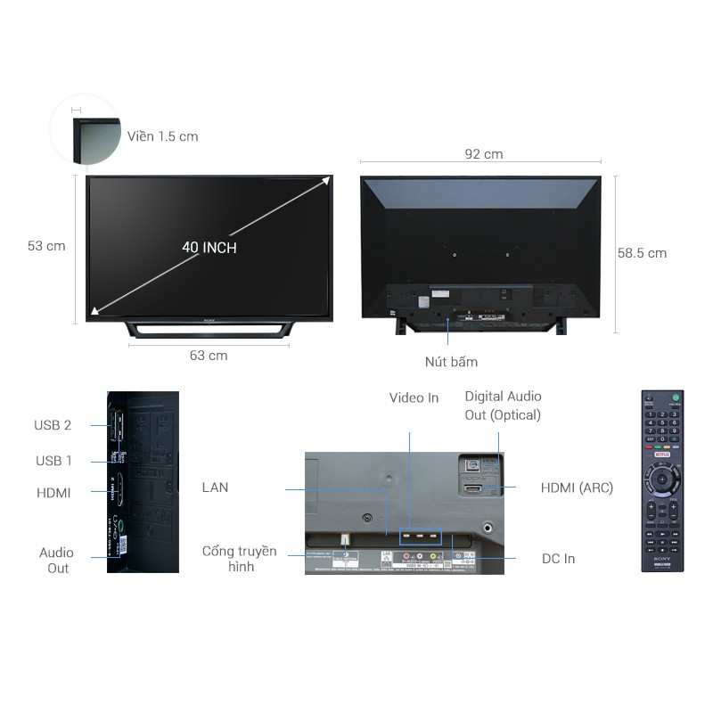 Internet Tivi Sony 40 inch KDL-40W650D ✅FreeShip Đà Nẵng