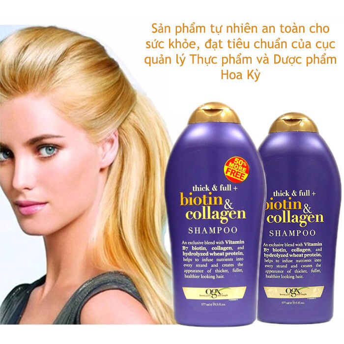 Dầu Gội Xả Biotin Collagen [Hàng Chính Hãng] Chống Rụng Tóc Và Kích Thích Mọc Tóc Nhanh, Hương Thơm Dịu, 577ml