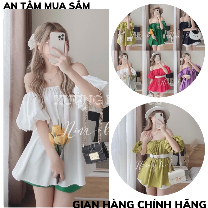 Áo trễ vai bánh bèo tiểu thư,chất vải đẹp cao cấp bao đẹp ulzzang hàn quốc váy trễ vai tay bồng XƯỞNG MAY TC2