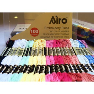 Set chỉ thêu hiệu Airo - Hộp 100 tép - 50 màu chỉ