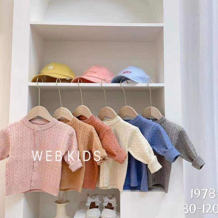 Áo Len Cài Khuy Bé Gái Dày Dặn, Áo Len Khoác Ngoài Thu Đông Cho Bé Gái size 80-120