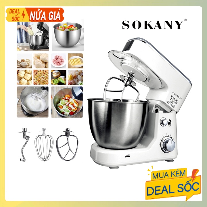 Máy trộn bột máy nhào bột gia đình, đánh kem tươi SOKANY SC-209 Đa năng Cối 4L