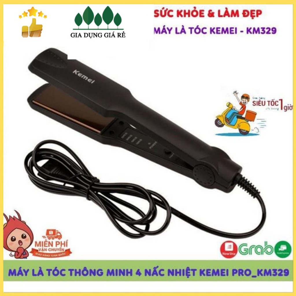 💖Hàng Loại A💖 Máy Là Tóc Duỗi Tóc 4 Nấc Nhiệt Bản Pro Size To KEMEI PRO_KM329, Bảo Hành 12 Tháng