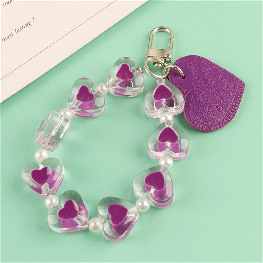 Móc khóa trang trí hình trái tim bằng acrylic nhiều màu thời trang
