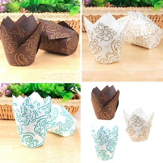 Set 100 Cốc Giấy Làm Bánh Cupcake Hình Hoa Tulip