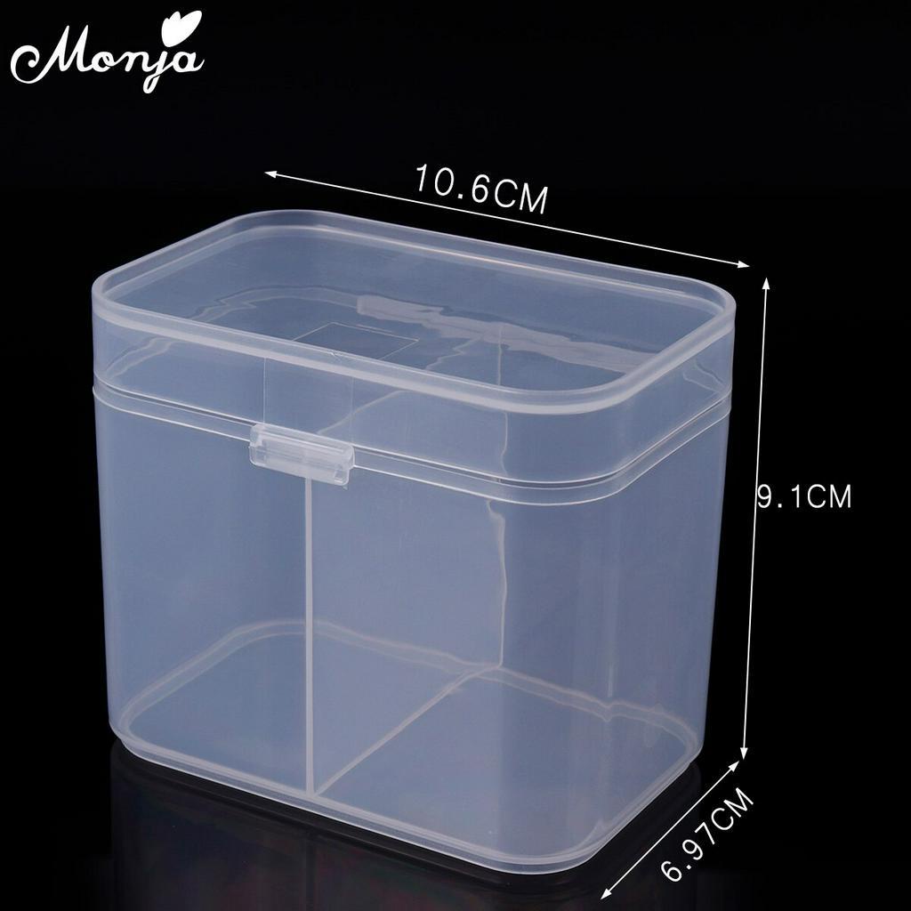MONJA Hộp nhựa trong suốt dùng đựng mút tẩy sơn móng tay chất lượng cao