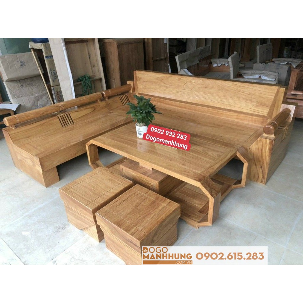 Bộ bàn ghế phòng khách sofa góc gỗ gõ đỏ ,mẫu kim cương T26
