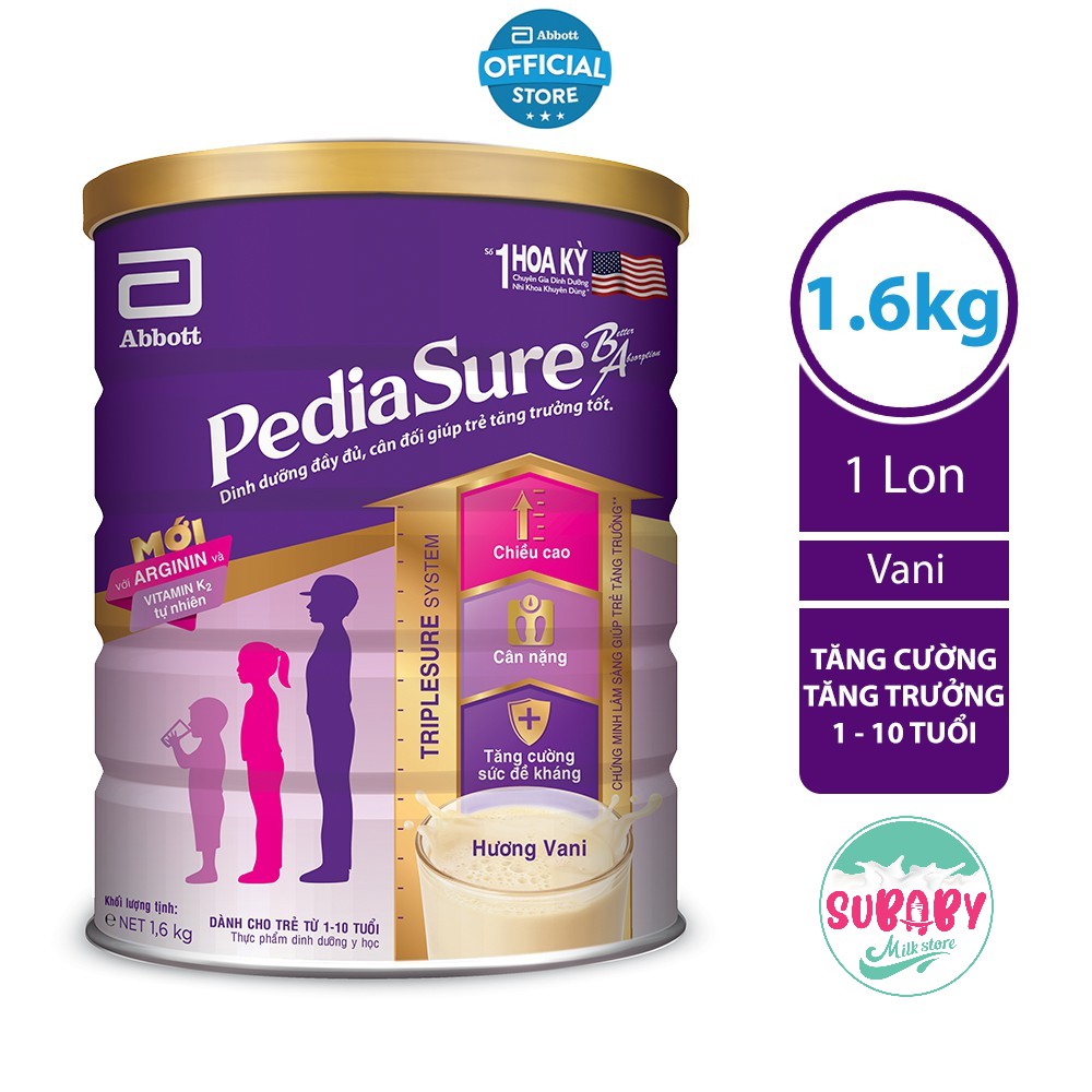 Sữa bột Abbott Pediasure 1.6kg [Date 09/2022]_Subaby