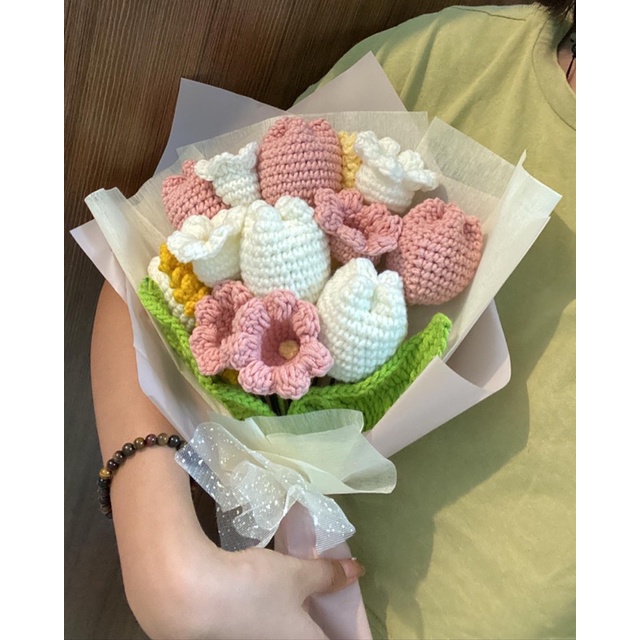 Bó Hoa Tulip Handmade Tone Hồng💐