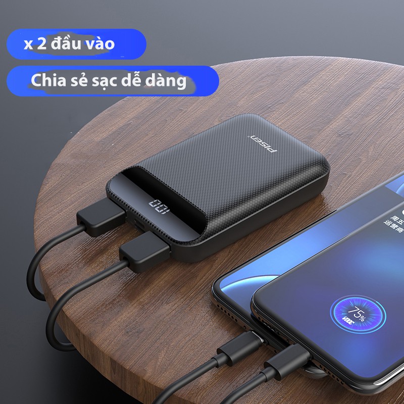 Sạc dự phòng Led Pisen PowerBox C10000 10000 mAh Chính hãng - Bảo hành toàn quốc 18 tháng