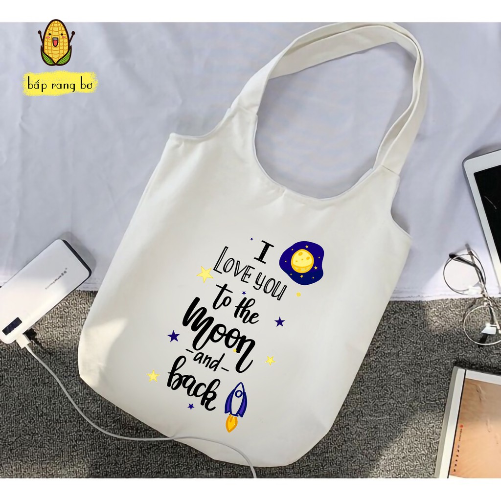 TÚI TOTE LOVE YOU TO MOON &amp; BACK - VẢI CANVAS