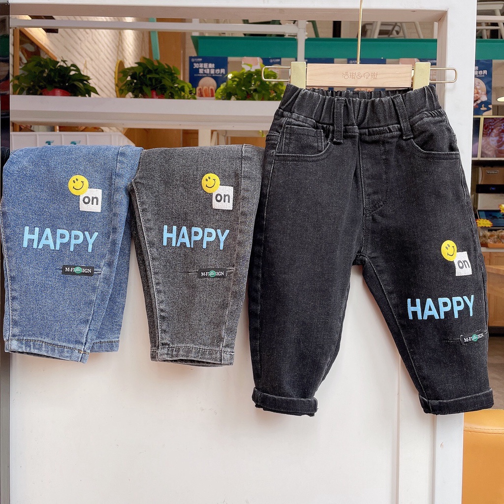 Quần bò chữ HAPPY cho bé 10-20kg