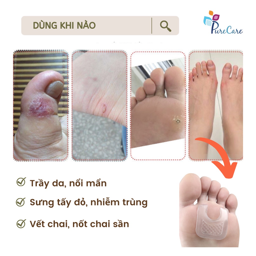 Miếng Dán lót giày Silicon Trong suốt giảm đau gót chân, giảm áp lực lên chân, chống trầy gót, sưng da - Bộ 2 cái