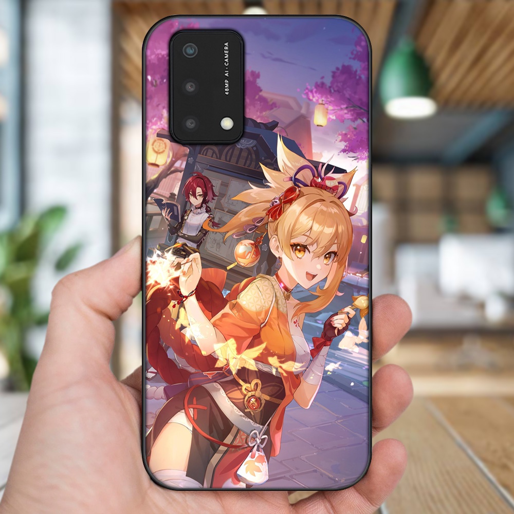 Ốp lưng Oppo A74, A93 5G, A95 viền đen in hình Yoimiya Genshin Impact