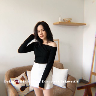 Áo lệch vai xỏ ngón 342 (ẢNH THẬT BY DOKEYYY)