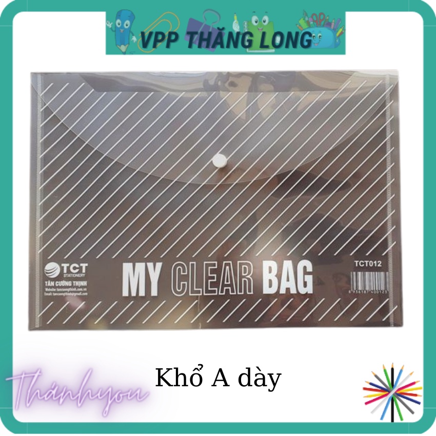 Bìa nút, túi clearbag, my clear khổ A4, khổ F dày đẹp