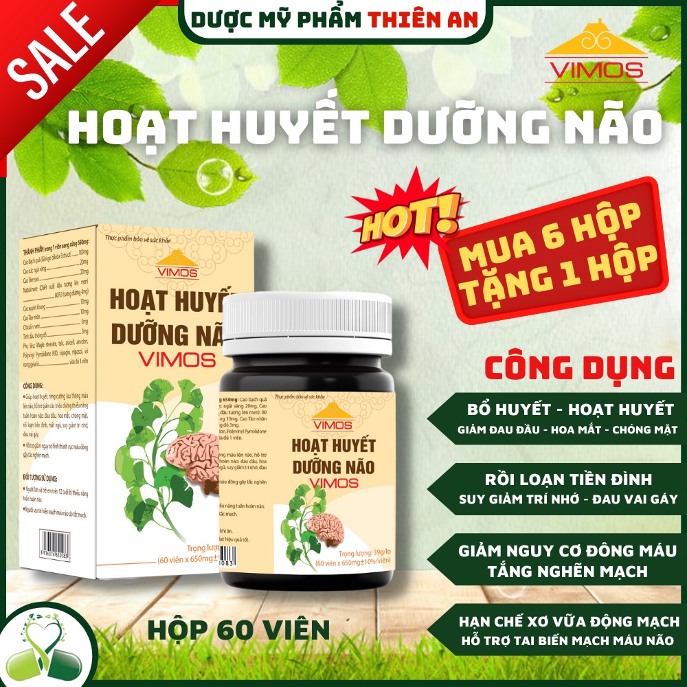 Hoạt huyết dưỡng não VIMOS giúp bổ não, đau đầu, chóng mặt, mất ngủ, thiếu máu não, tê bì chân tay