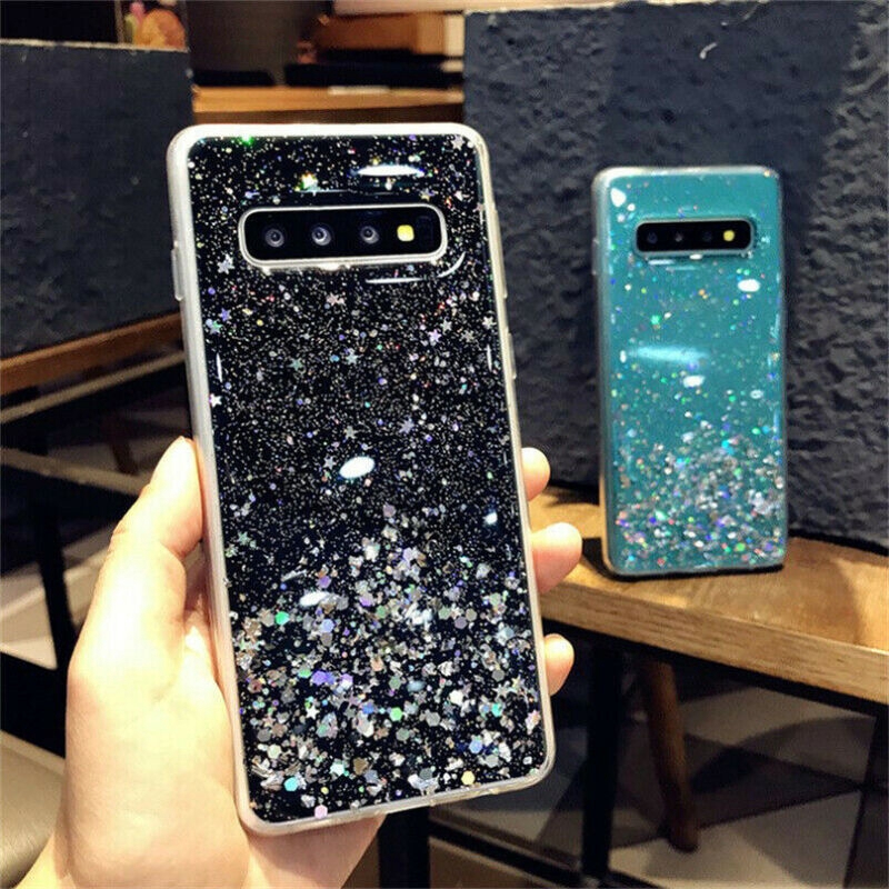 Ốp điện thoại Silicon dẻo đính pha lê lấp lánh sang trọng cho Samsung Galaxy S10 5G S10E S9 S8 Plus