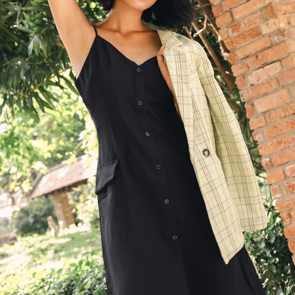 Áo vest nữ thời trang GAGO checked long sleeve jacket màu xanh lá GA3244 | BigBuy360 - bigbuy360.vn