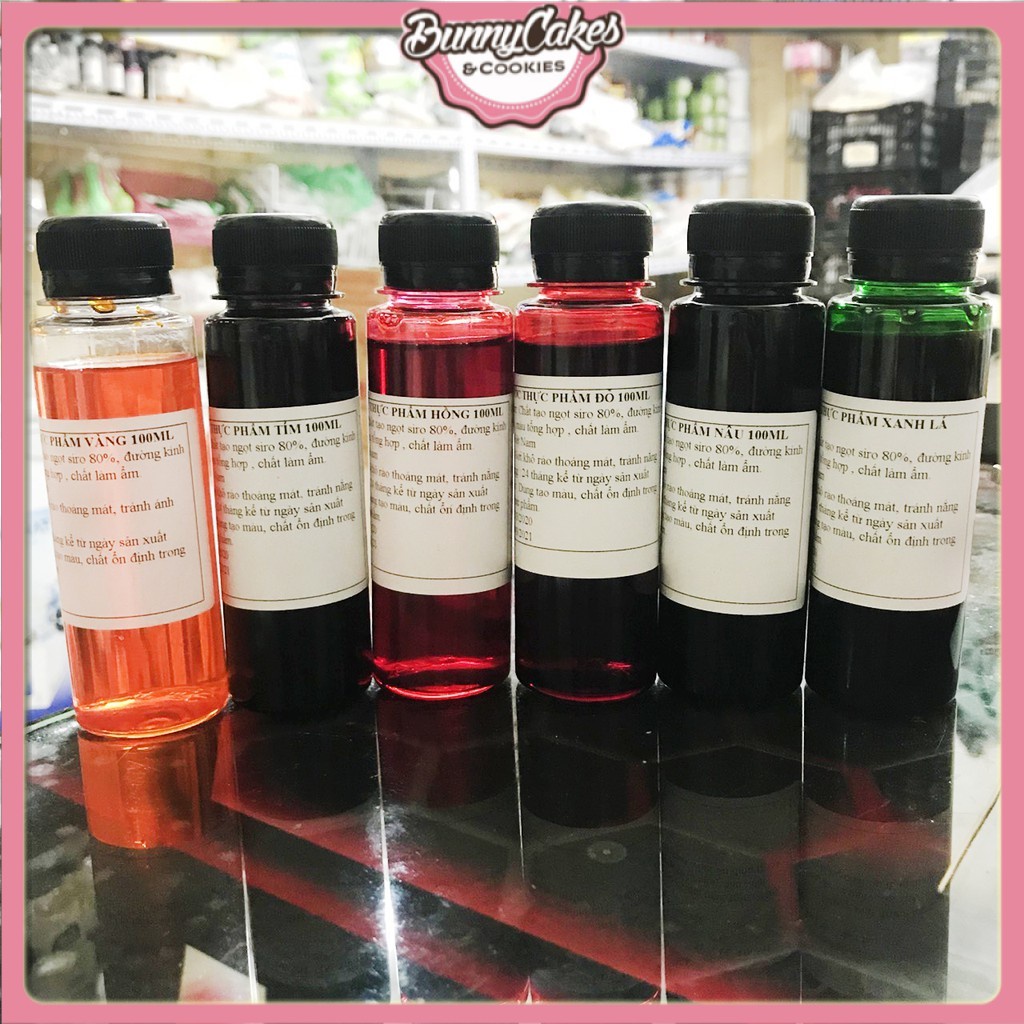 Màu Dầu Tạo Mầu Thực Phẩm / Mầu Nước Tạo Màu Đỏ,Tím,Vàng,Hồng,Xanh Lá,Xanh Dương,Nâu,Da Cam Chai 100ml