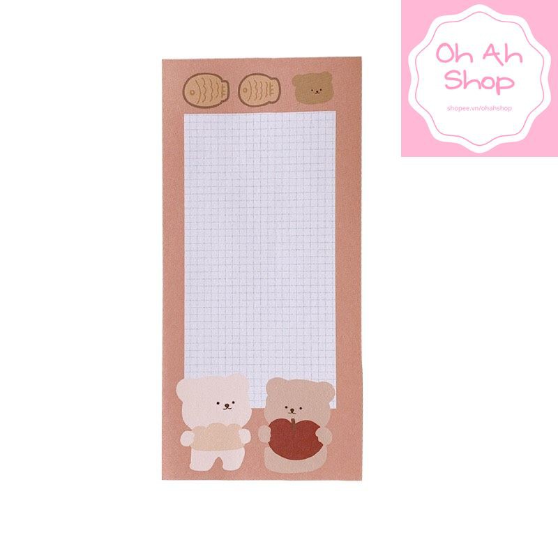 Giấy nhớ Giấy Note Hoạt Hình Cute Dễ Thương Hình Gấu Loại Note Dài