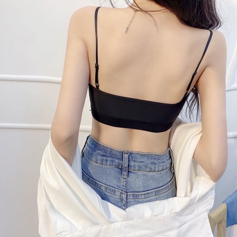 Áo Bra Quây Đúc Su 2 Dây Đính Nơ Xinh Xắn Áo Croptop Đi Chơi Đi Biển Mainia Shop
