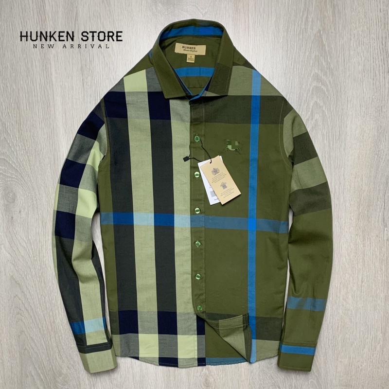 Áo sơ mi nam kẻ sọc caro BBR logo thêu đẹp Sơ mi tay dài kiểu dáng lịch lãm Cotton gân cao cấp ít nhăn | HunKen Store