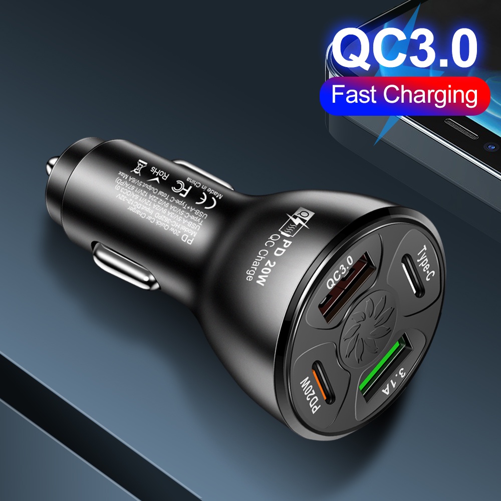 Tẩu Sạc Điện Thoại Nhanh QC 3.0 USB C 20W Cho Xe Hơi