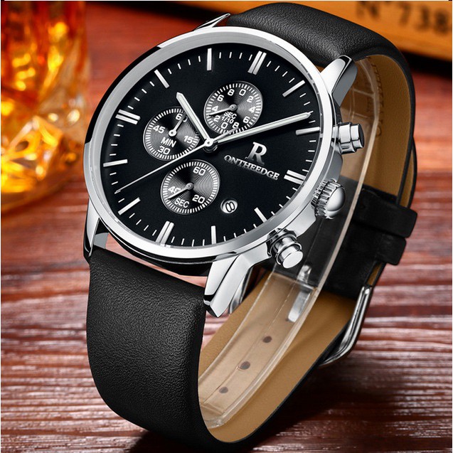 Đồng hồ dây da nam 6 kim Ontheedge 018 fullbox